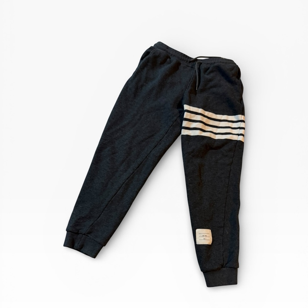 Men's/ Women's Black Striped Knit Jogger Pants